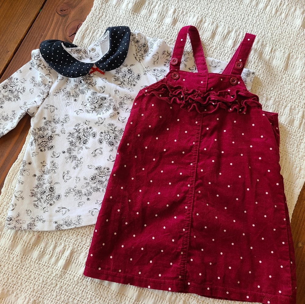 Carter's Toddler Red Polka Dot Corduroy Pinafore